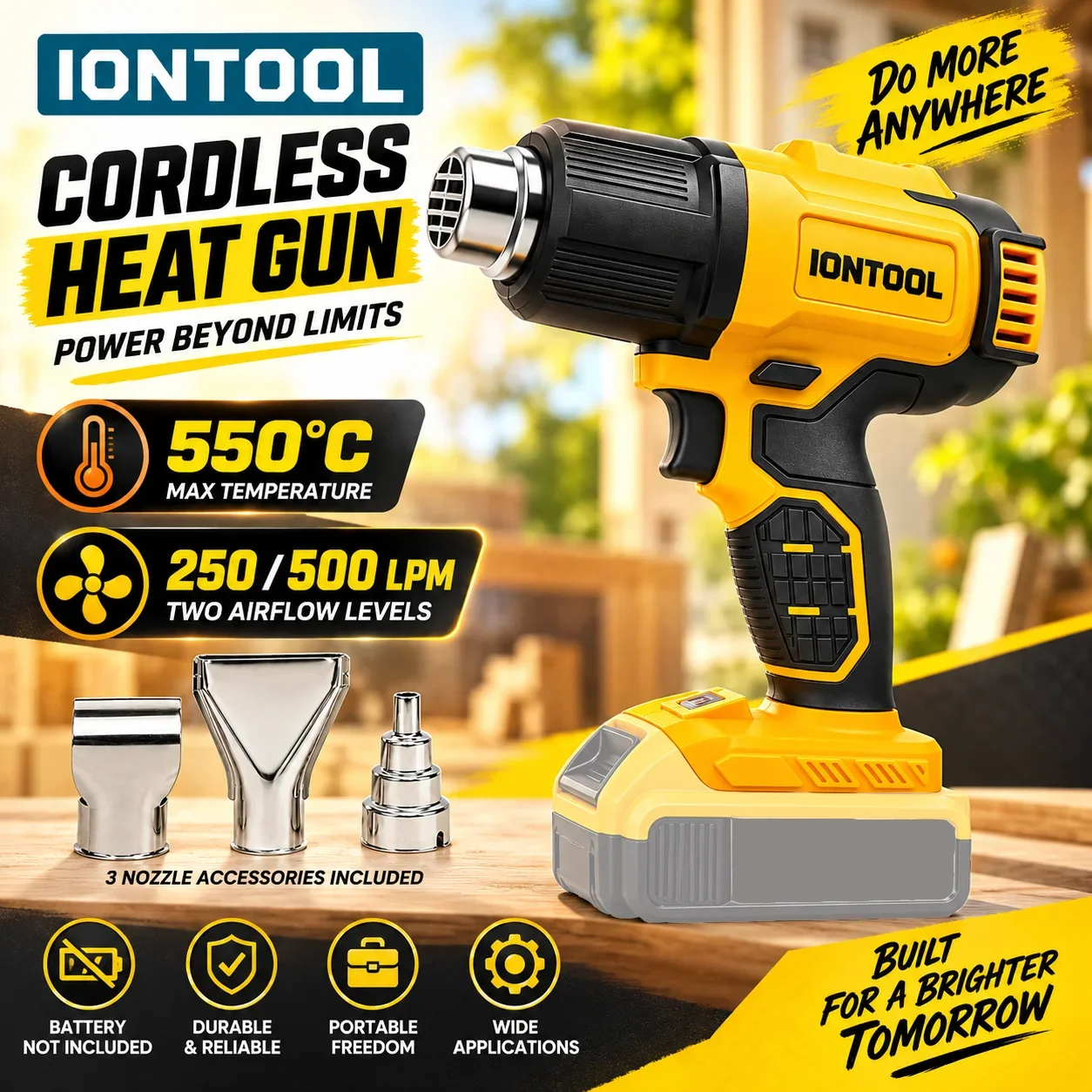 Cordless Heat Gun For Shrink Tubing - IONTOOL draadloze heteluchtpistool 550 ℃ Gereedschap